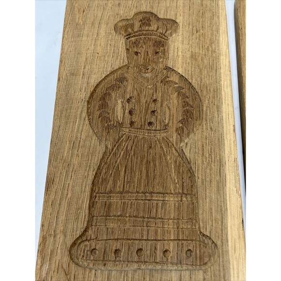 WOOD MOLD Cookie Speculaas Springerle Wooden HAND CARVED Man Woman Primitive - Picture 5 of 16